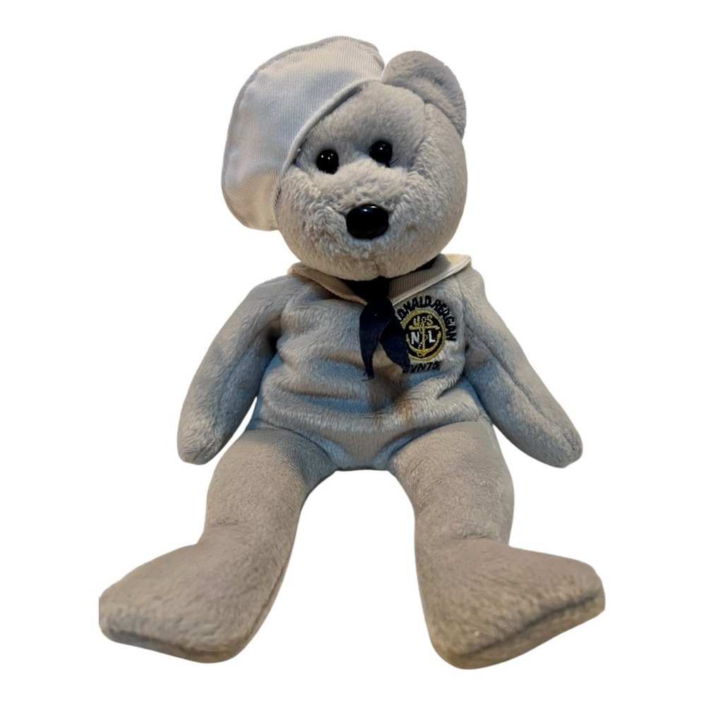TY Beanie Baby Ronnie USS Ronald Reagan CVN76 Sailor Bear Retired 2003.